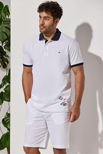 White By Nature Polo Neck Ocean T-shirt