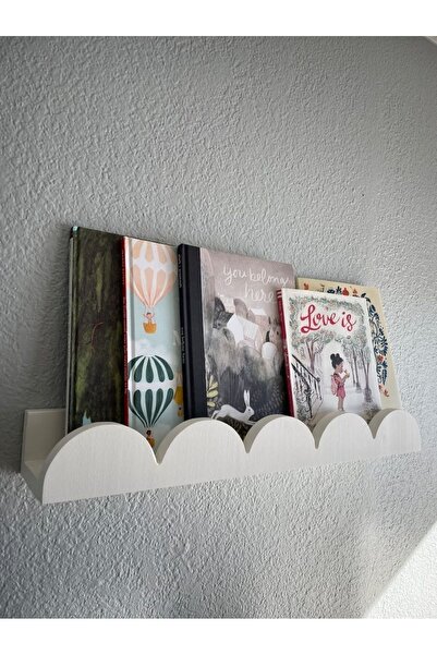 afralya home Montessori raf ahşap, bebek çocuk odası kitaplık, dalgalı raf, süslü raf