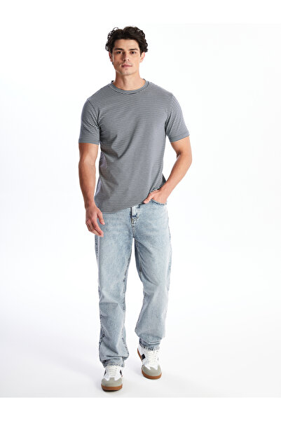 LC Waikiki T-shirt męski w paski z okrągłym dekoltem – krótki rękaw