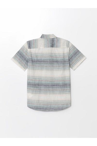 LC Waikiki Ανδρικό πουκάμισο Poplin - Slim Fit, κοντό μανίκι, ριγέ