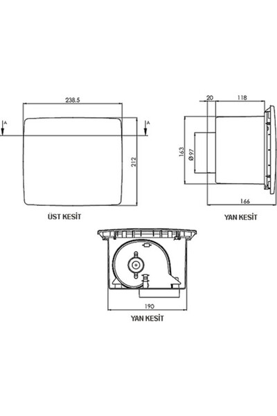 Aircol Lüx Duvar Ve Tavan Tipi Aspiratör