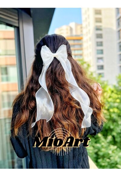 MioArt Kadın Trend Kurdele Fiyonk Detaylı Tüllü Çıt Çıt Toka