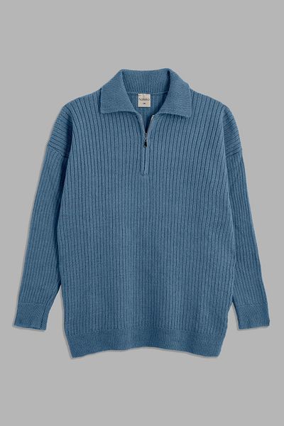 hateko Pulover oversize cu jumătate de fermoar cu gât polo