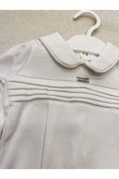 Babydola White Oeganic Jumpsuit for Baby Boy - Plain Baby Collar