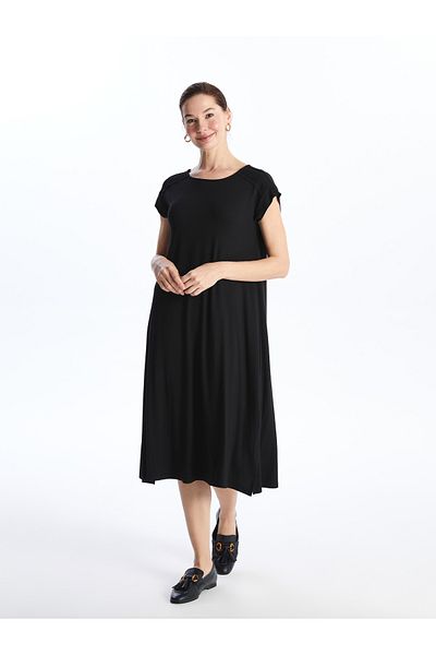 LC Waikiki Women's Dress - Crew Neck, Straight Cut, Short Sleeve