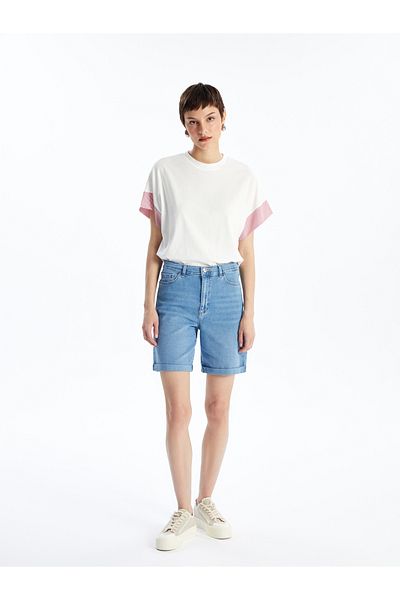 LC Waikiki Women's Bermuda Fit Jean Shorts