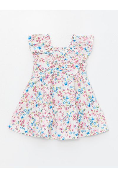 LC Waikiki Floral Print V-neck Short Sleeve Dress for Baby Girl