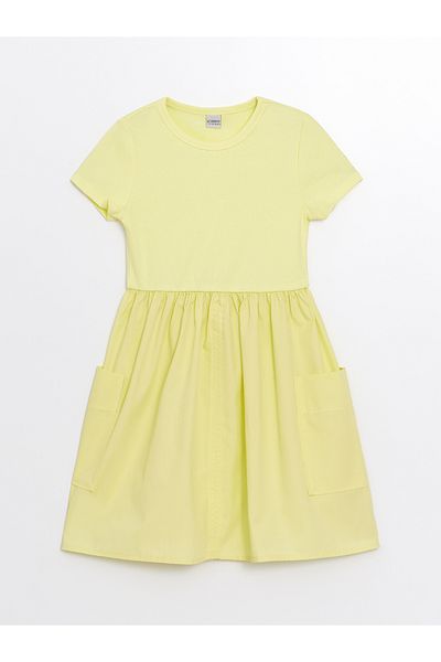 LC Waikiki Girl's Dress - Crew Neck, Short Sleeve