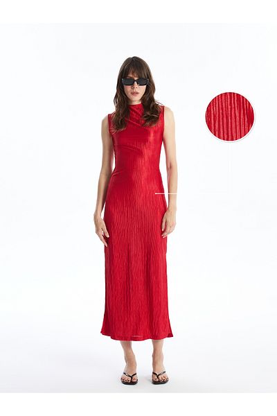 LC Waikiki Gerades Damenkleid mit Rundhalsausschnitt