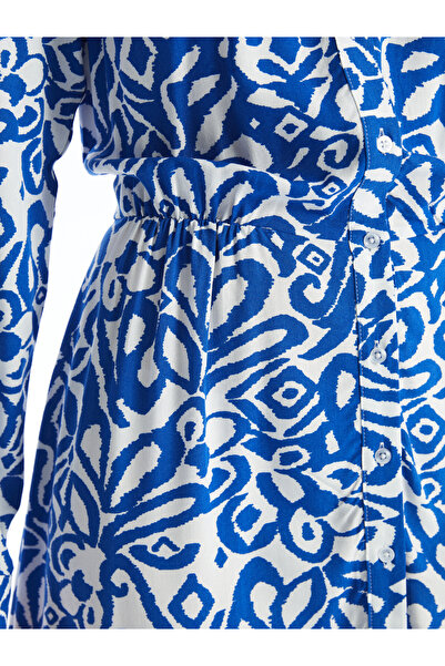 LC Waikiki Dámské košilové šaty se vzorem s dlouhým rukávem