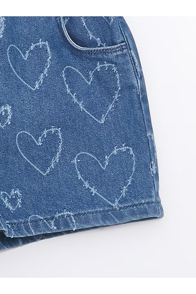 LC Waikiki Printed Elastic Waist Jean Shorts for Baby Girl