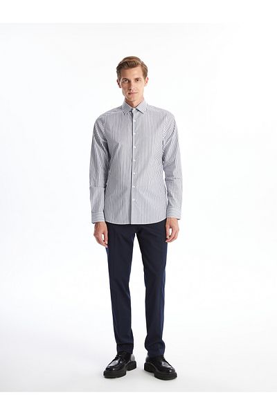 LC Waikiki Cămașă Poplin pentru bărbați - Slim Fit, mânecă lungă, dungi