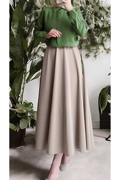 sozan Stone Colored Puff Scuba Skirt