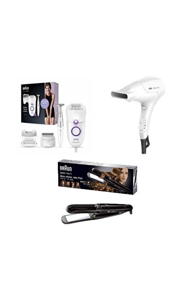 Braun 3'lü Set - Saç Kurutma - Saç Düzleştirici - Epilatör