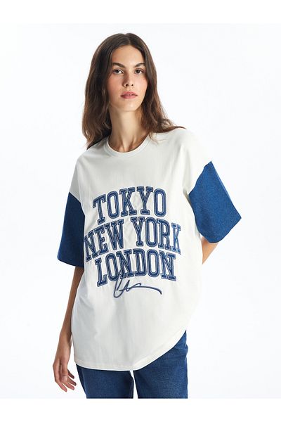 LC Waikiki Oversize Γυναικείο T-Shirt - Crew Neck, Printed, Κοντό μανίκι