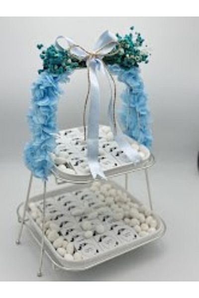 Mirabella Gift Διώροφη βάση τετράγωνη 60 τεμάχια διακοσμημένη σοκολάτα για κορίτσια Σοκολάτα υπόσχεσης αρραβώνων Σοκολάτα μωρού