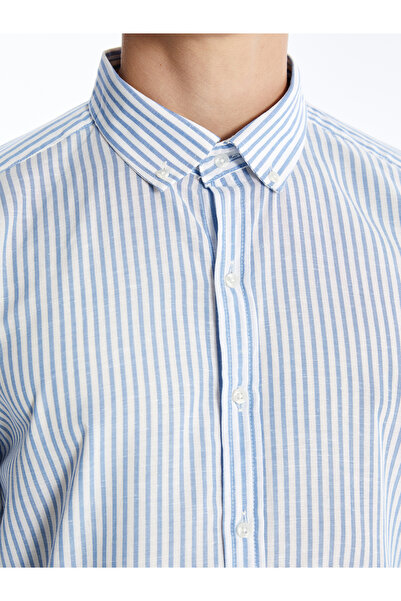 LC Waikiki Ανδρικό πουκάμισο Poplin - Slim Fit, Μακρυμάνικο, Ριγέ