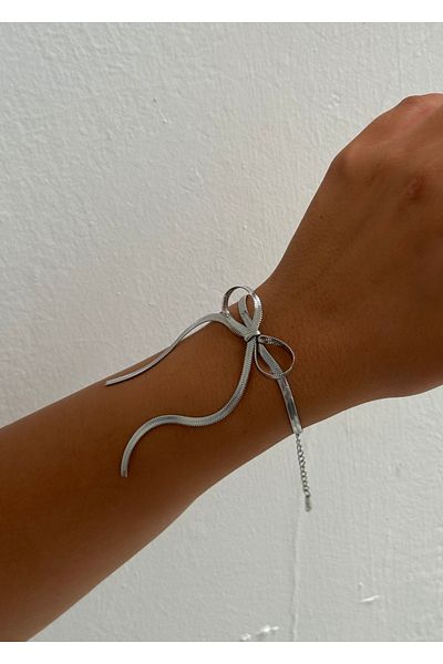 KİLİGİSTANBUL Italian Star Patterned Bow Steel Bracelet