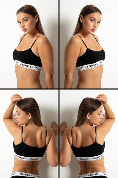 Özlem & Donex طقم حمالة صدر رياضية للنساء مكون من قطعتين - حزام حبل، مبطن، 3362