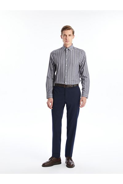 LC Waikiki Pánská košile Gabardine – Slim Fit, Dlouhý rukáv, Pruhované