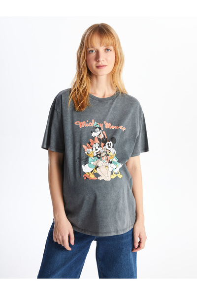 LC Waikiki Těhotenské tričko Mickey Mouse s potiskem Crew Neck - Krátký rukáv