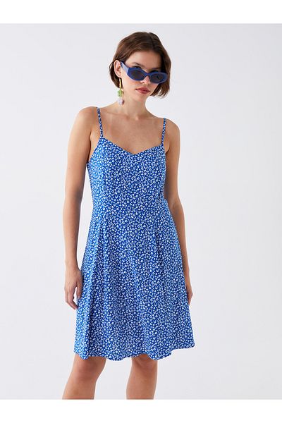 LC Waikiki Γυναικείο φόρεμα με λουράκι με μοτίβο Sweetheart