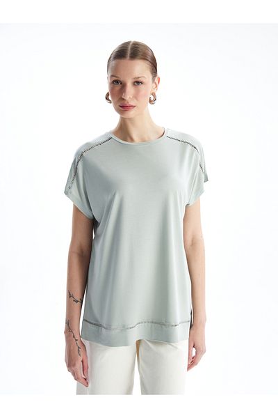 LC Waikiki Women's - Crew Neck Embroidered Short Sleeve T-Shirt