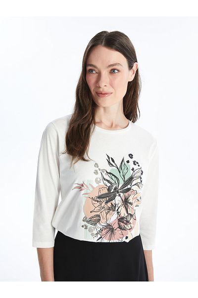 LC Waikiki Tricou de damă cu decolteu cu imprimeu