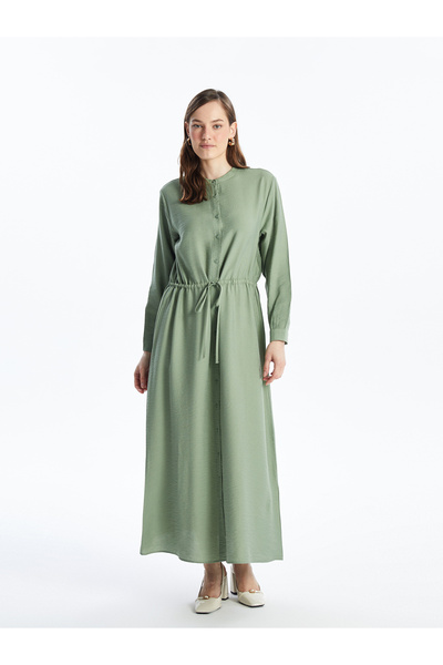 LC Waikiki Dámské šaty – výstřih, pevné, s dlouhým rukávem