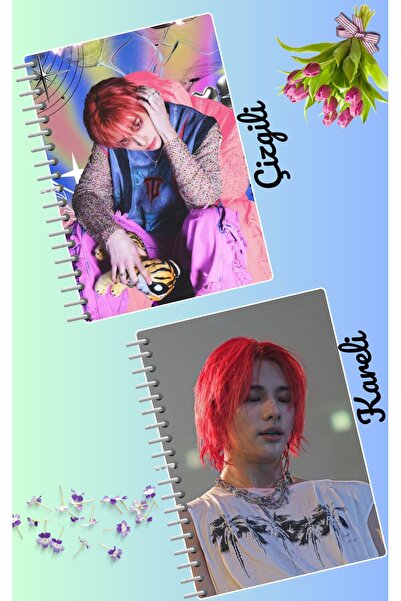animeandyourworld Hyunjin stray kids defter seti 2 adet A4 boyutu 21*30 çizgi...