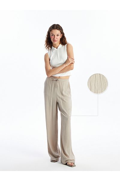 LC Waikiki Women's - Straight Trousers with Elastic Waist