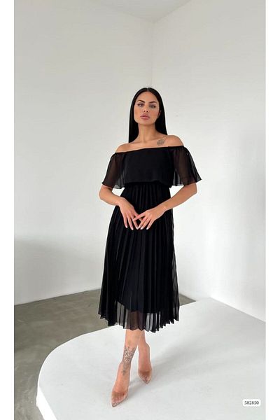 S&A Collectionn Γυναικείο φόρεμα Madonna με πλισέ τούλι μέχρι το γόνατο