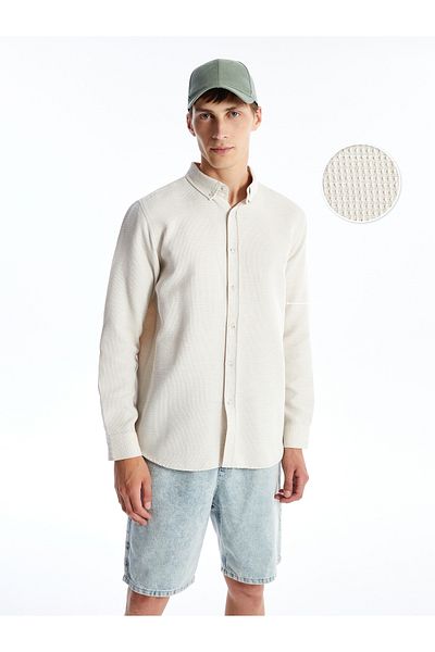 LC Waikiki Herrenhemd – Slim Fit, lange Ärmel, Dobby