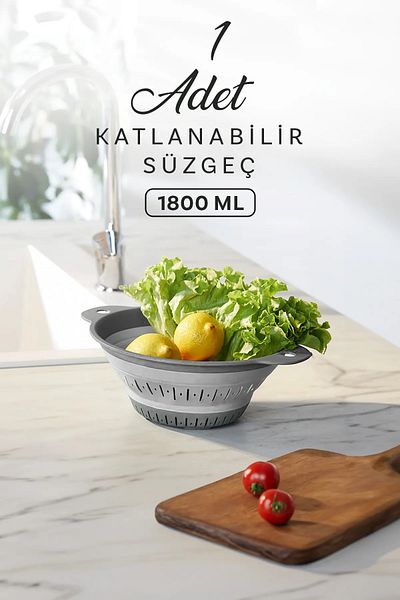 Mutfak Köşesi مصفاة أكورديون دائرية قابلة للطي بسعة 1800 مل