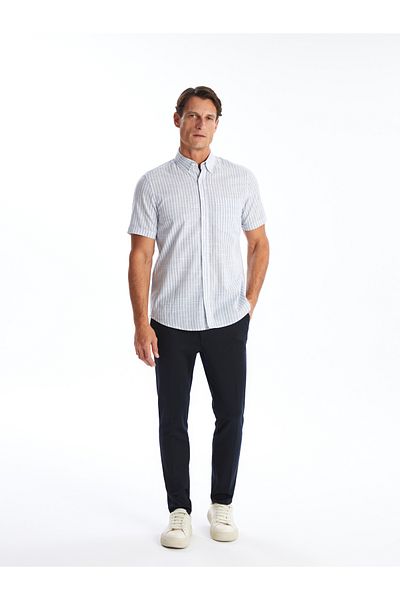 LC Waikiki Popelínová pánská košile – Regular Fit, Krátký rukáv, Pruhované