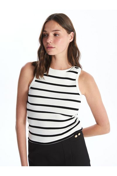 LC Waikiki Damski top w paski z okrągłym dekoltem