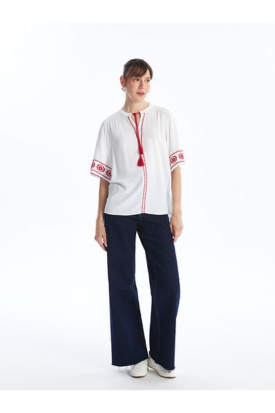 LC Waikiki Embroidery Detailed Tied Women's Blouse