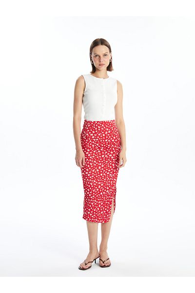 LC Waikiki Slim Fit Damenrock mit Blumenmuster
