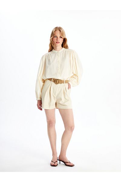 LC Waikiki Γυναικείο σορτς από λινό look με ζώνη μέσης