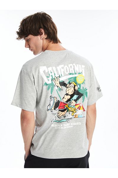 LC Waikiki Ανδρικό χτενισμένο βαμβακερό μπλουζάκι Nostalgic Crew Neck με στάμπα Monkey
