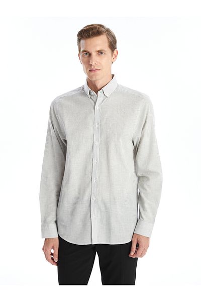 LC Waikiki Ανδρικό πουκάμισο Poplin - Slim Fit, Μακρυμάνικο, Ριγέ