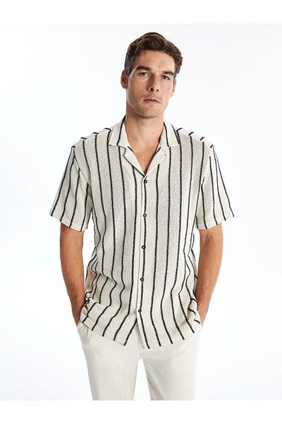 LC Waikiki Pruhovaná pánská košile Regular Fit - Krátký rukáv
