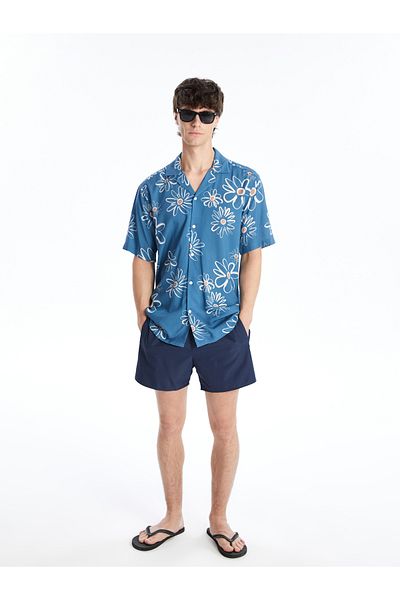 LC Waikiki Ανδρικό πουκάμισο Slim Fit με σχέδιο βισκόζης - κοντό μανίκι