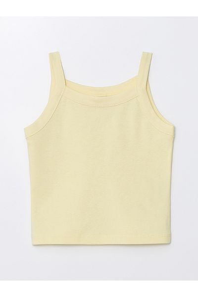 LC Waikiki Girl's Crop Tank Top - Square Collar Basic Model