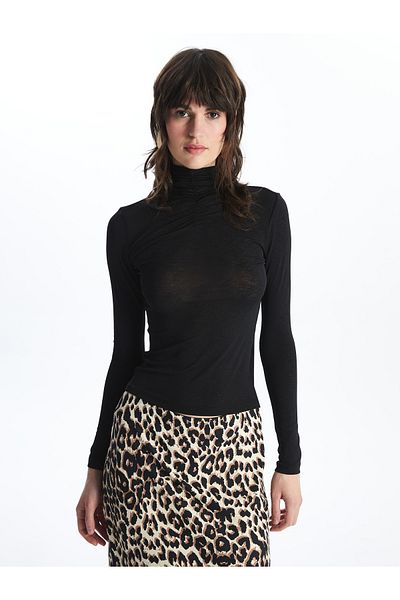LC Waikiki Women's Body - Half Turtleneck, Solid Long Sleeve