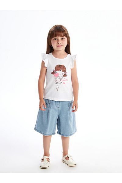 LC Waikiki Basic Jean Shorts for Baby Girl - Elastic Waist