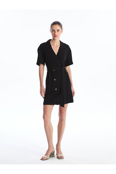 LC Waikiki Linen Blended Short Sleeve Women's Jacket Dress