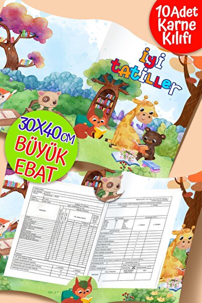colortouch Hayvanlar Temalı A4 Karne Kabı Kılıfı 10 Adet Büyük Ebat 30x40 cm ...
