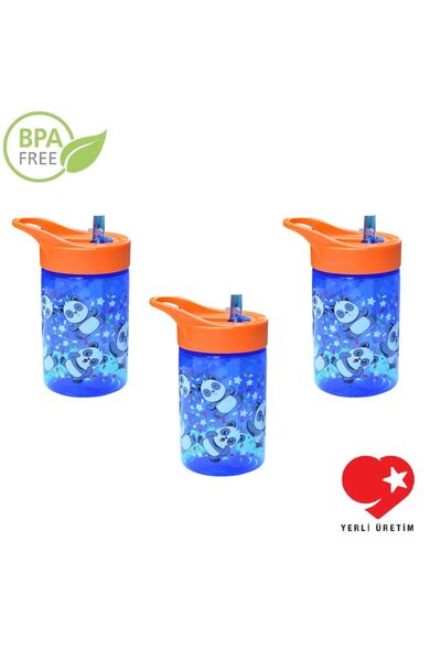 Peaceful 3 Adet Set Bpa Free 430 Cc Desenli Katlanabilir Pipetli Akıtmaz Sulu...