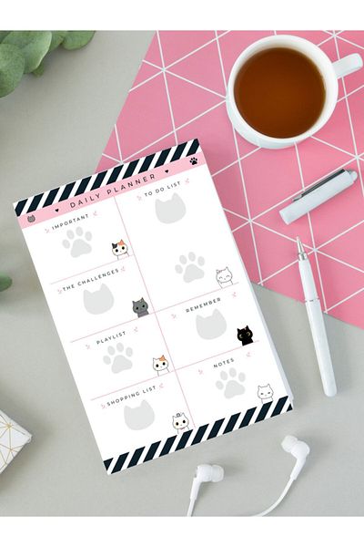 colortouch Cute Paws Daily Planner - Ημερήσιο Planner - Σημειωματάριο Σχεδιασμού Μελέτης